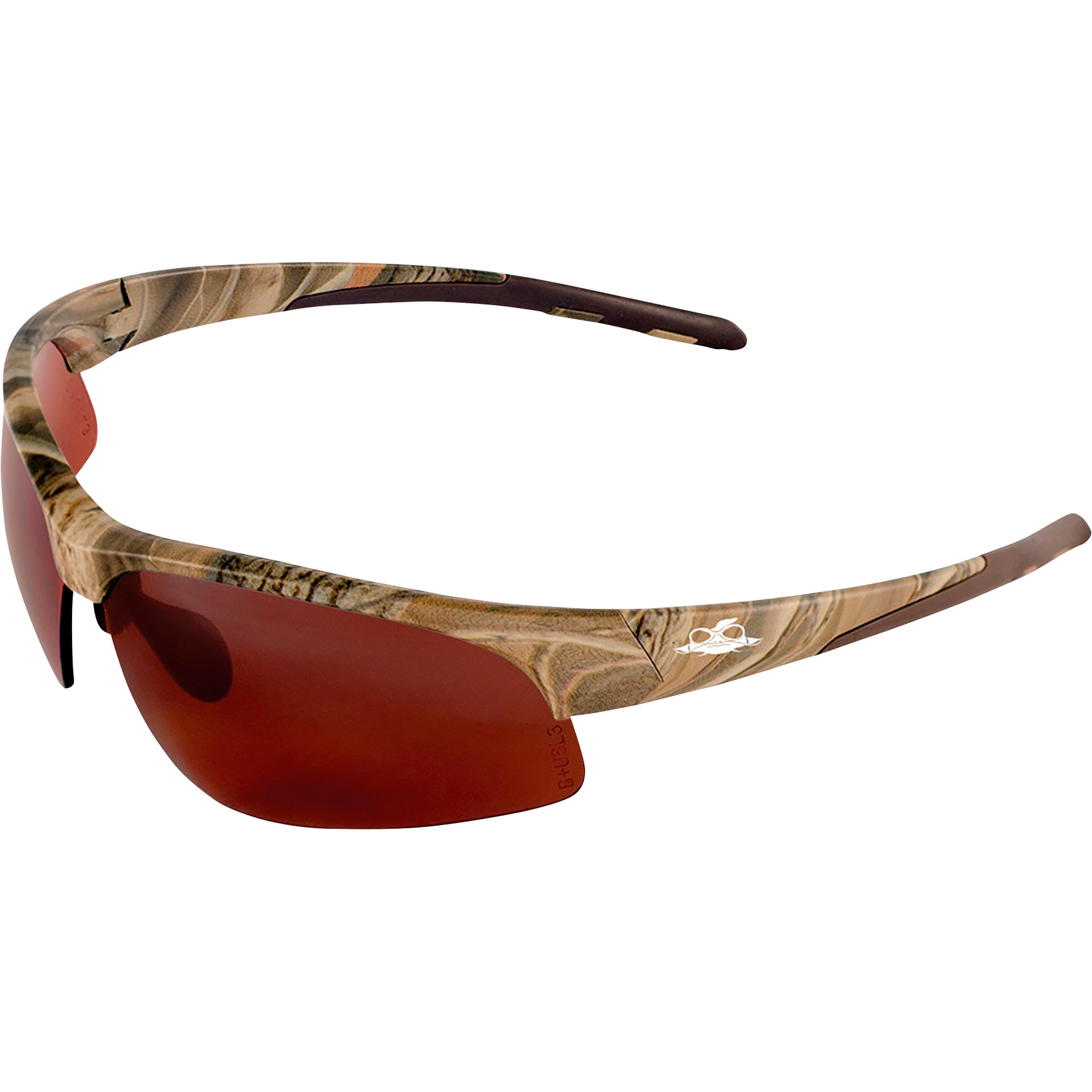 Bullhead Safety Wahoo Polarized Anti-Scratch Safety Glasses, Brown Lenses, Woodland Camo Frames, Model# BH161012